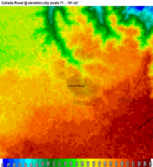 Cañada Rosal elevation map