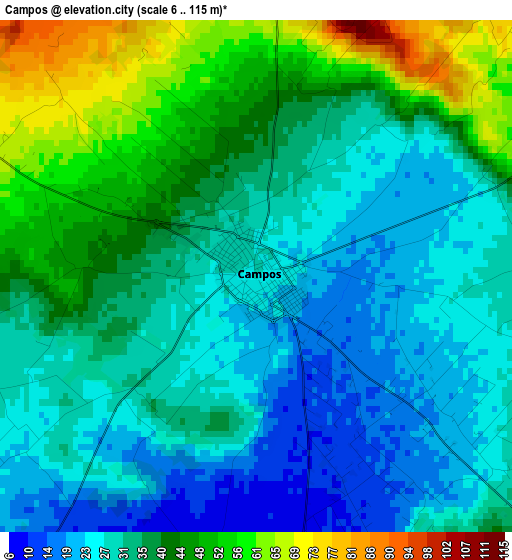 Campos elevation map