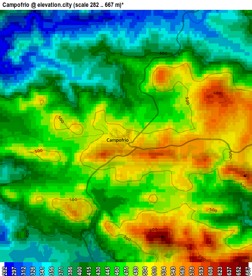 Campofrío elevation map