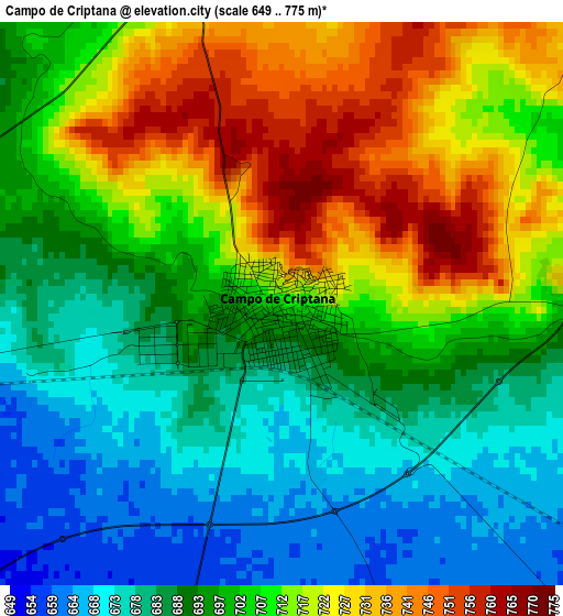 Campo de Criptana elevation map