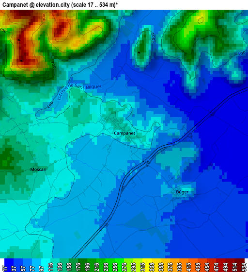 Campanet elevation map