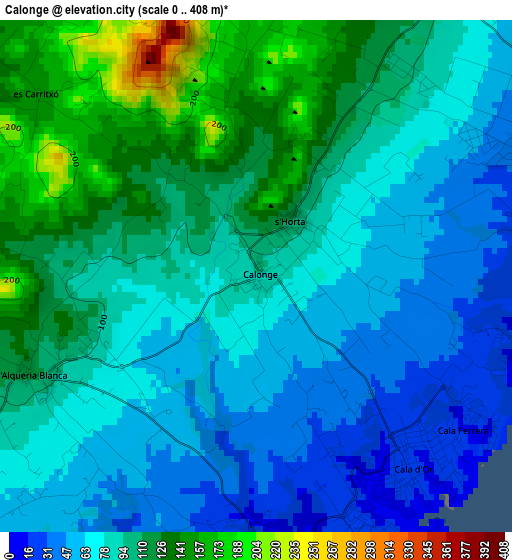 Calonge elevation map