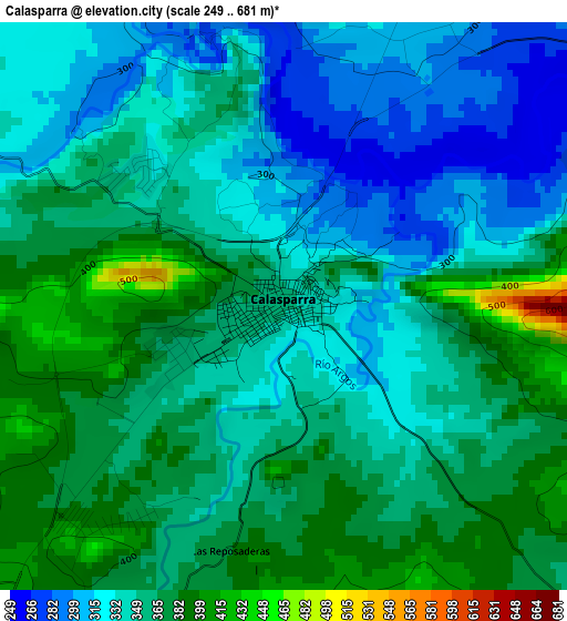 Calasparra elevation map