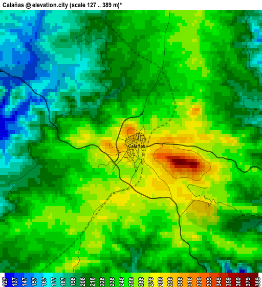 Calañas elevation map