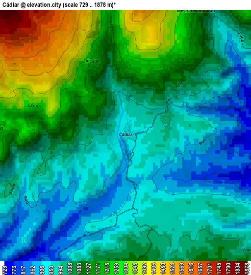 Cádiar elevation map