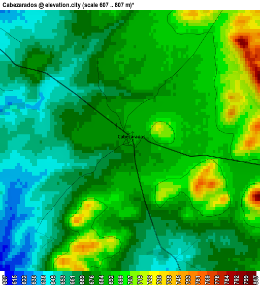 Cabezarados elevation map