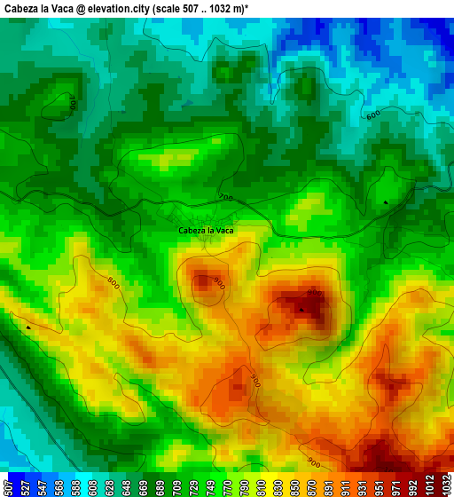 Cabeza la Vaca elevation map