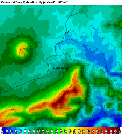 Cabeza del Buey elevation map