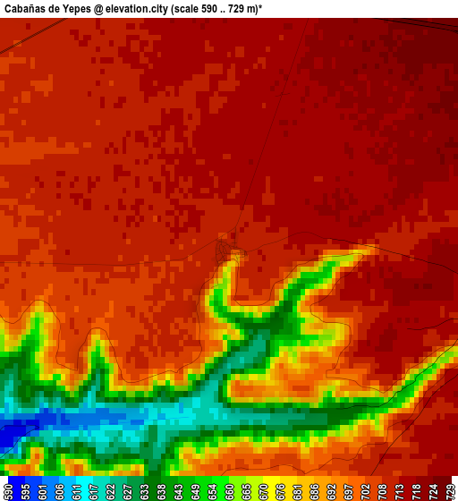 Cabañas de Yepes elevation map