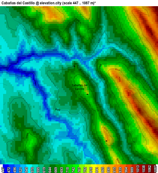 Cabañas del Castillo elevation map