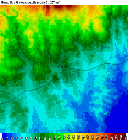 Burguillos elevation map