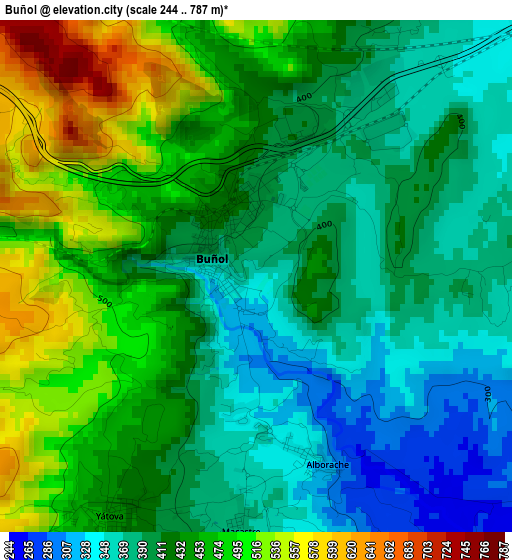 Buñol elevation map