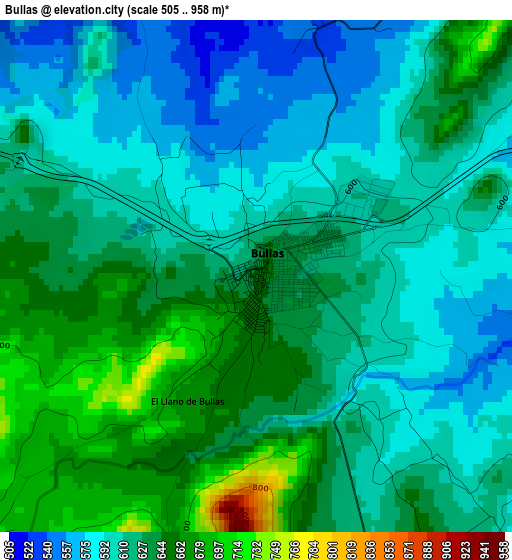 Bullas elevation map