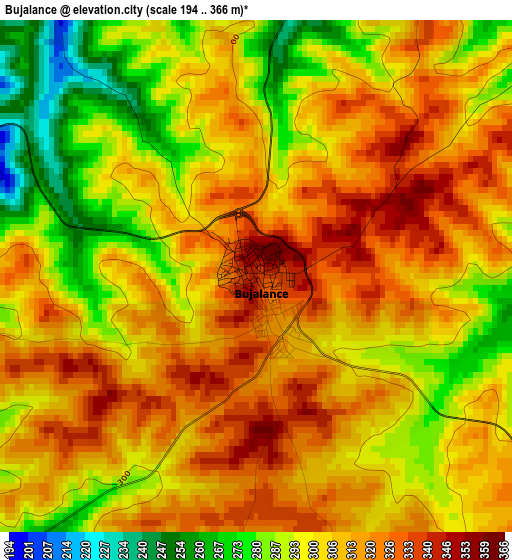 Bujalance elevation map