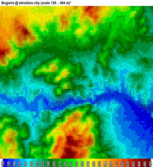 Bugarra elevation map