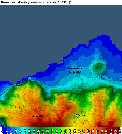 Buenavista del Norte elevation map