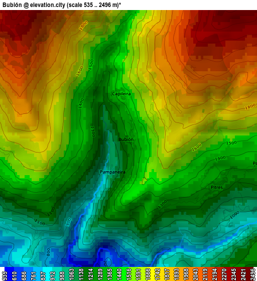 Bubión elevation map