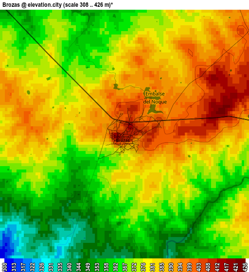 Brozas elevation map