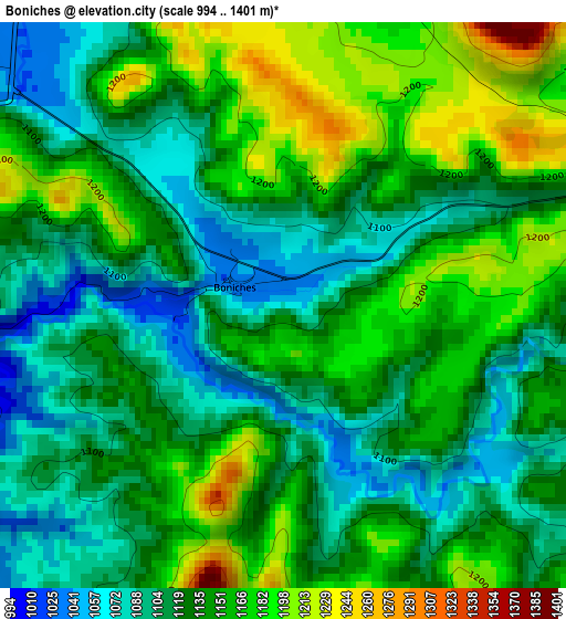 Boniches elevation map