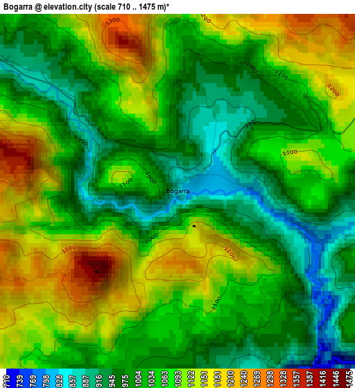 Bogarra elevation map