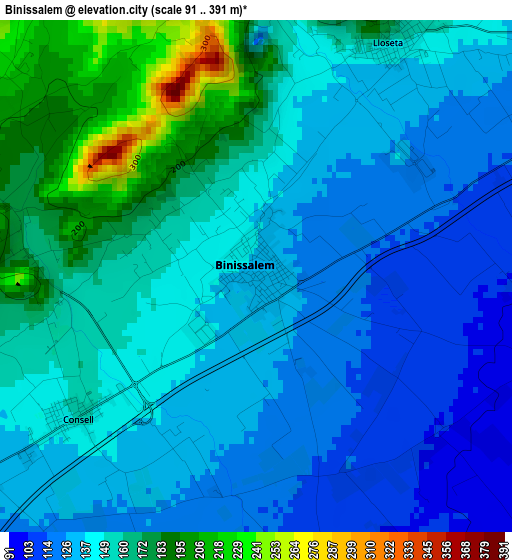 Binissalem elevation map