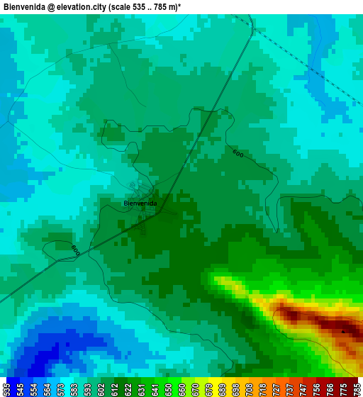 Bienvenida elevation map