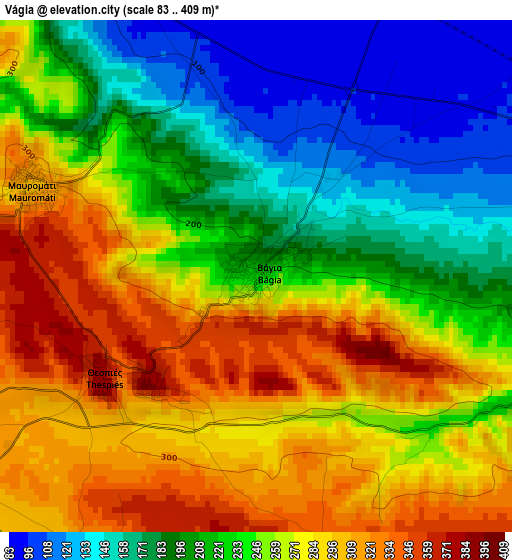 Vágia elevation map