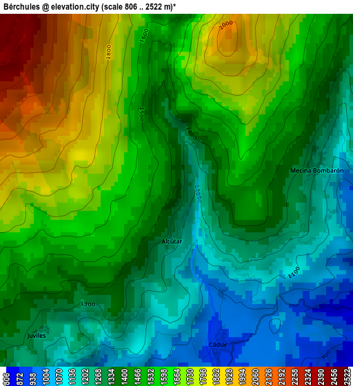 Bérchules elevation map