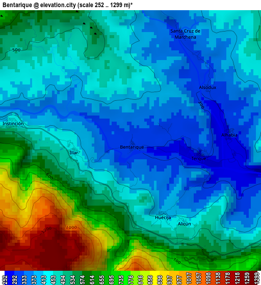 Bentarique elevation map