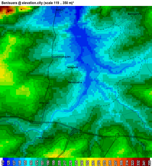 Benisuera elevation map