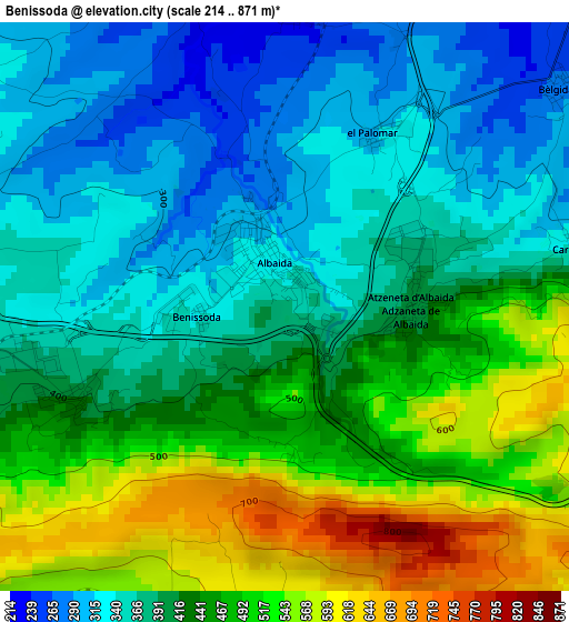 Benissoda elevation map