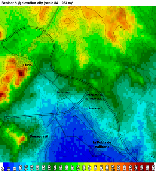 Benisanó elevation map