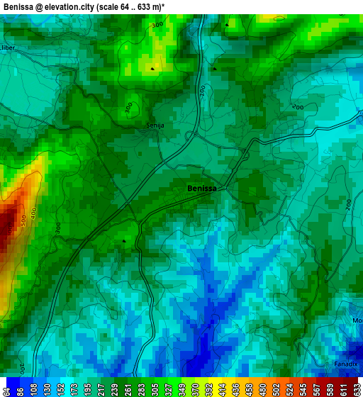 Benissa elevation map