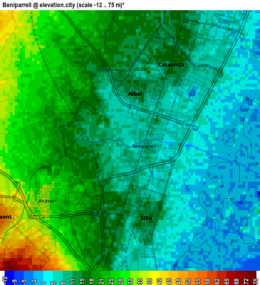 Beniparrell elevation map