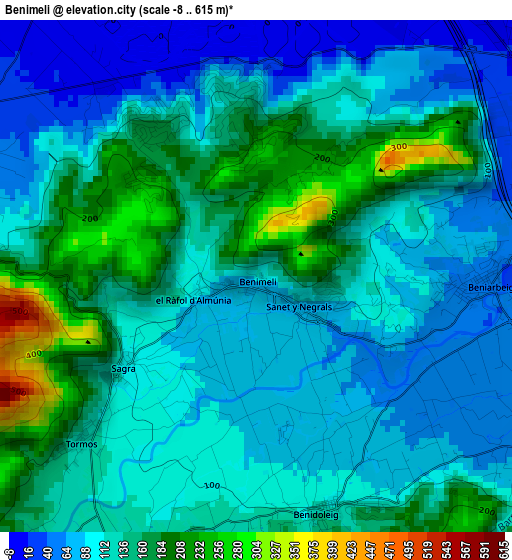 Benimeli elevation map