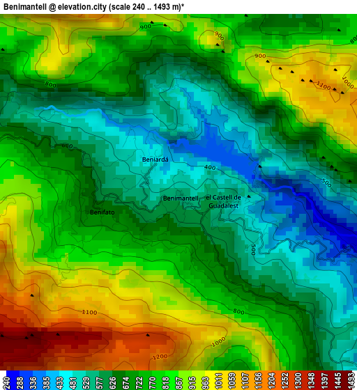Benimantell elevation map