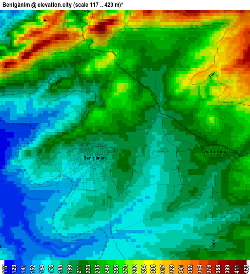 Benigànim elevation map