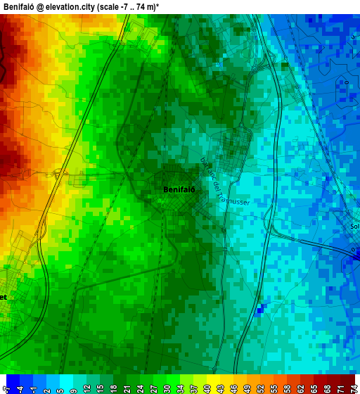 Benifaió elevation map