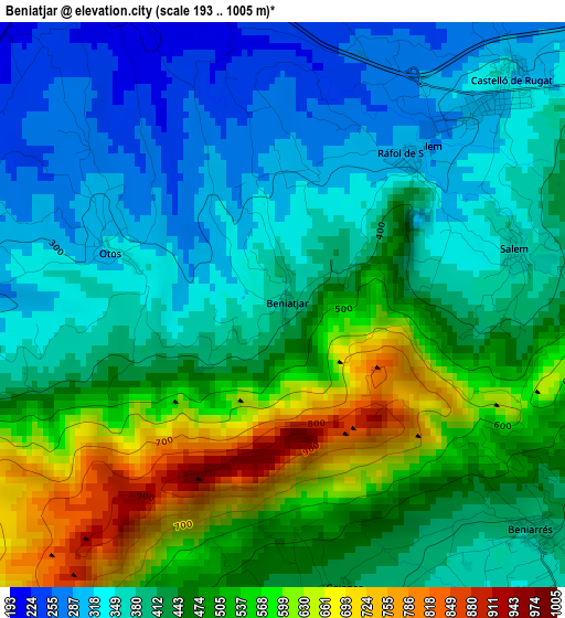 Beniatjar elevation map