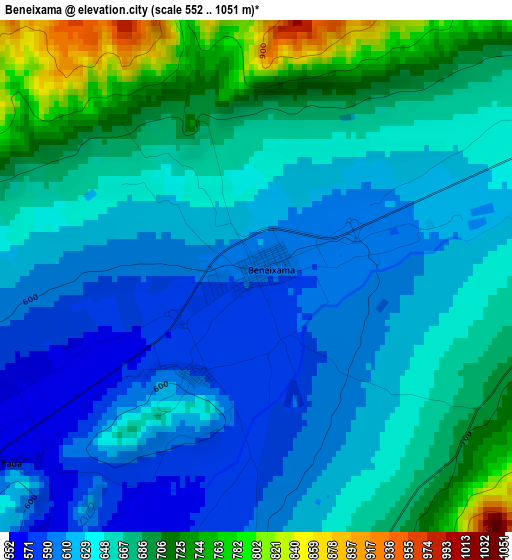 Beneixama elevation map