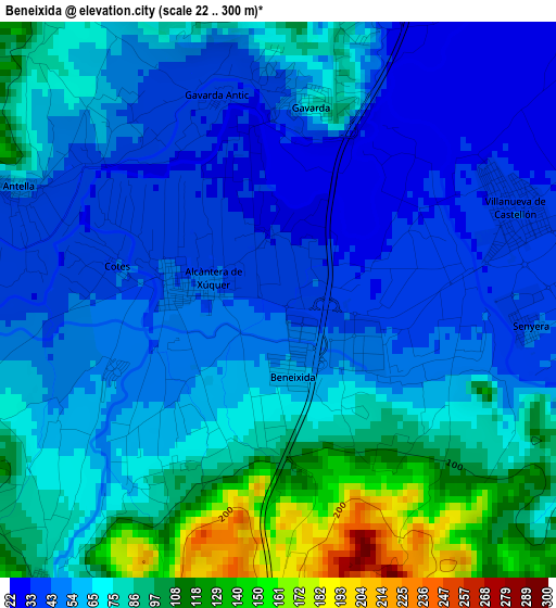 Beneixida elevation map