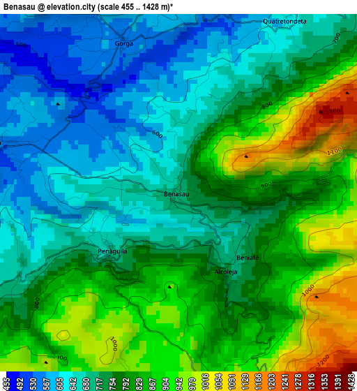 Benasau elevation map