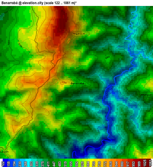 Benarrabá elevation map