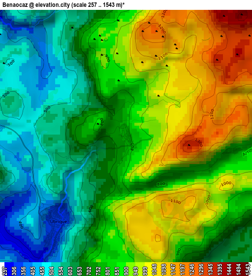 Benaocaz elevation map