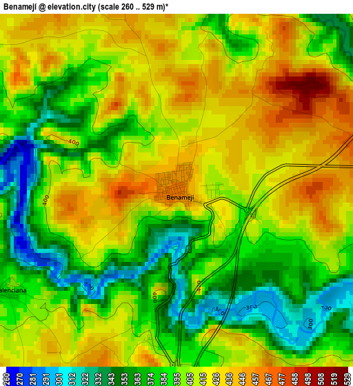 Benamejí elevation map