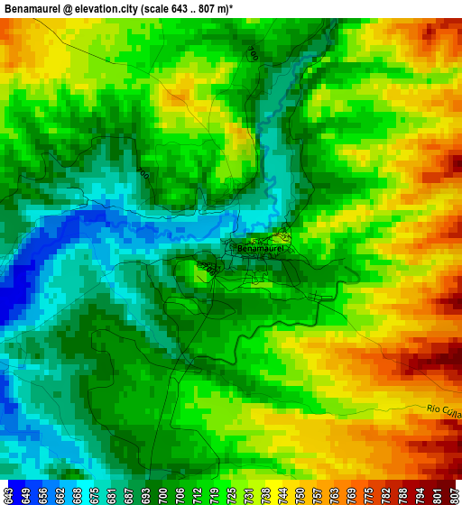 Benamaurel elevation map