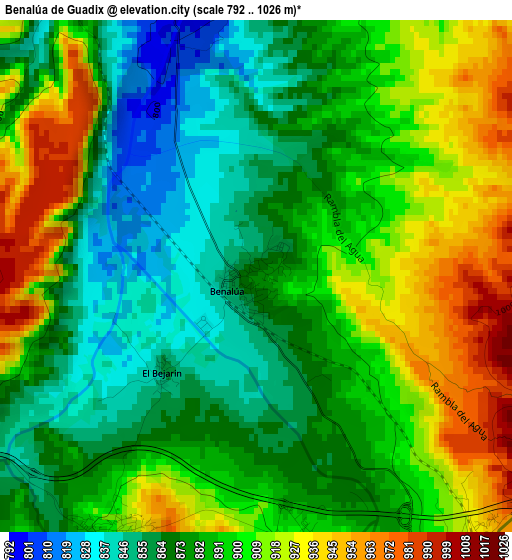 Benalúa de Guadix elevation map