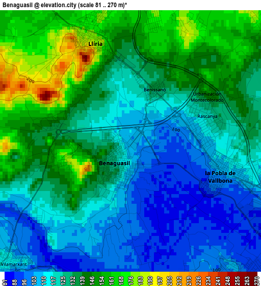 Benaguasil elevation map