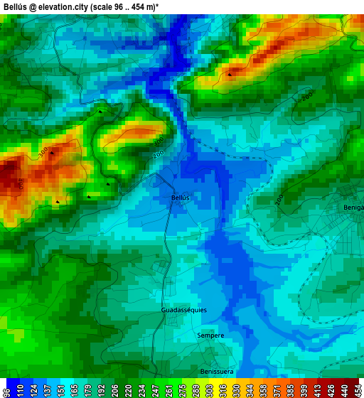 Bellús elevation map