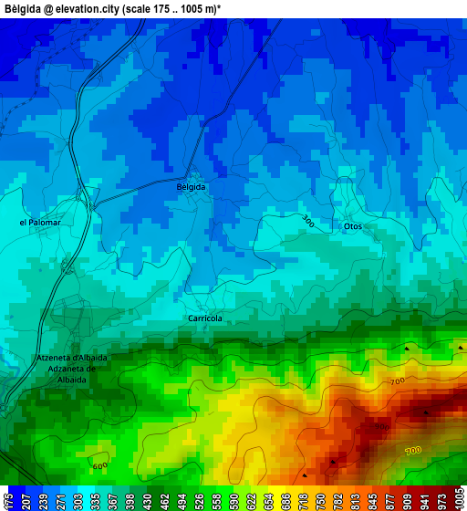 Bèlgida elevation map